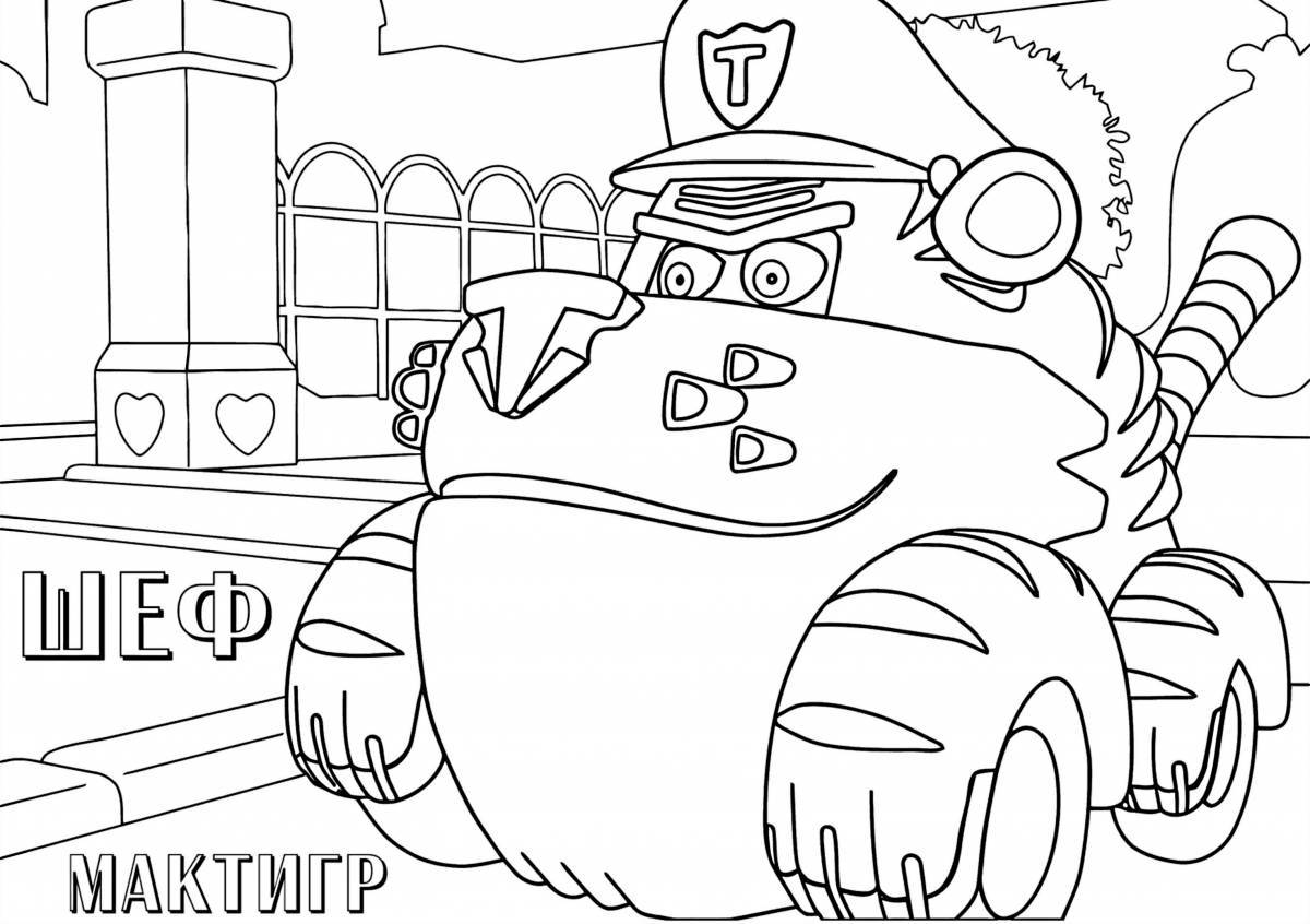 Animated dinosaur team coloring page