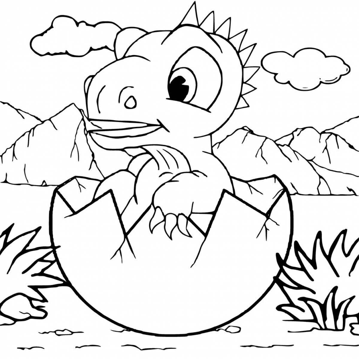 Joyous dino team coloring page