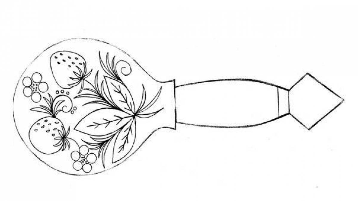 Colorful wooden spoon coloring page