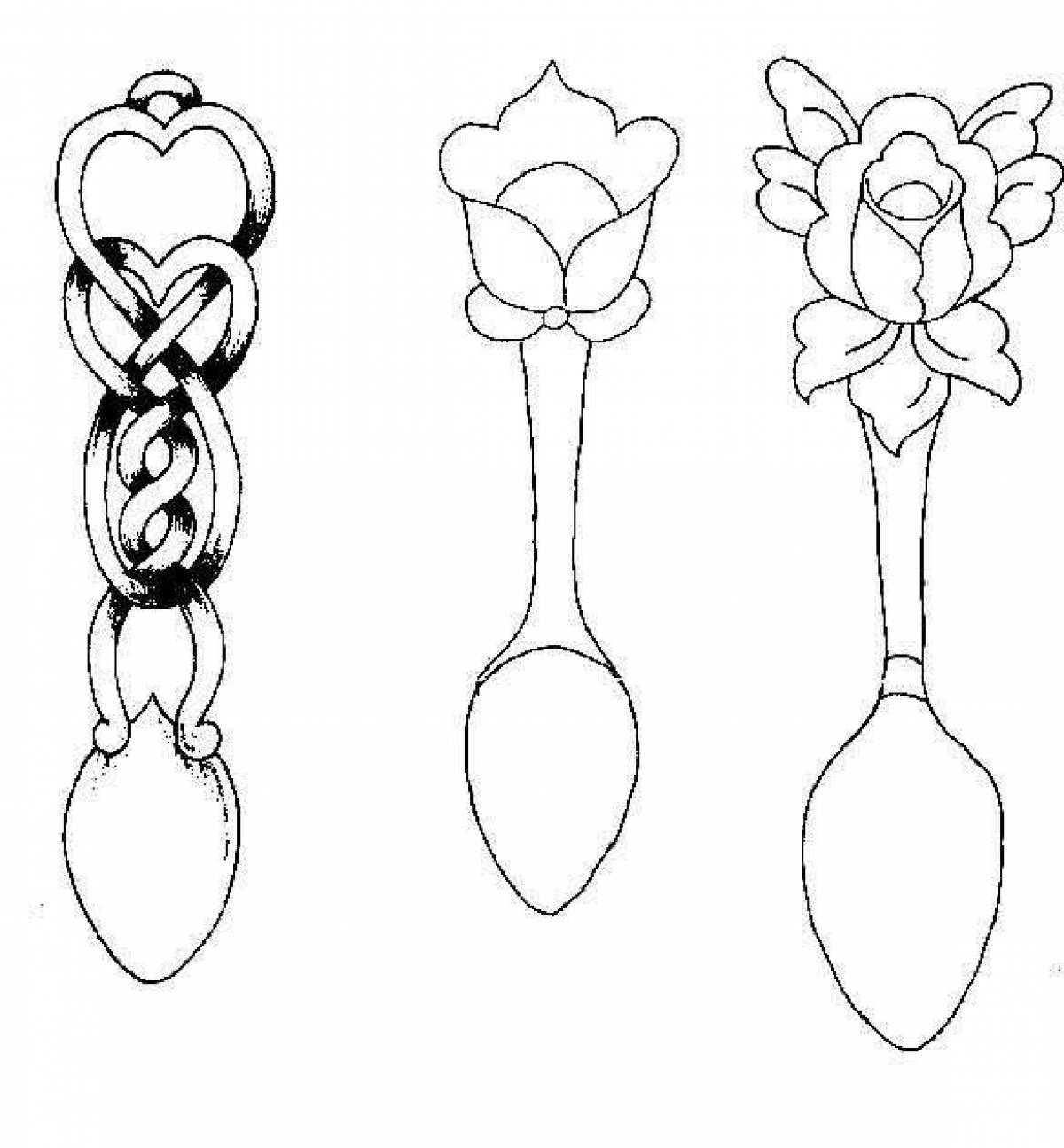 Playful wooden spoon coloring page