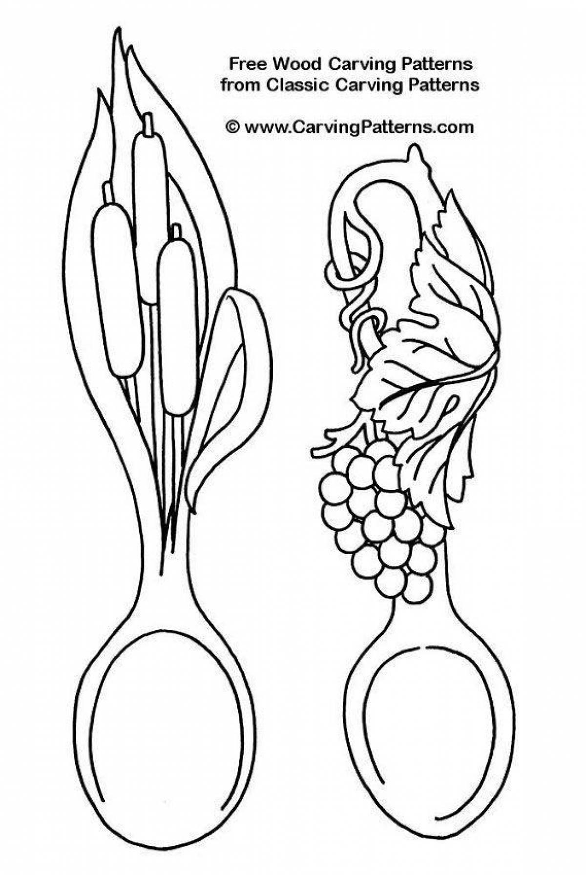 Intricate coloring of a wooden spoon