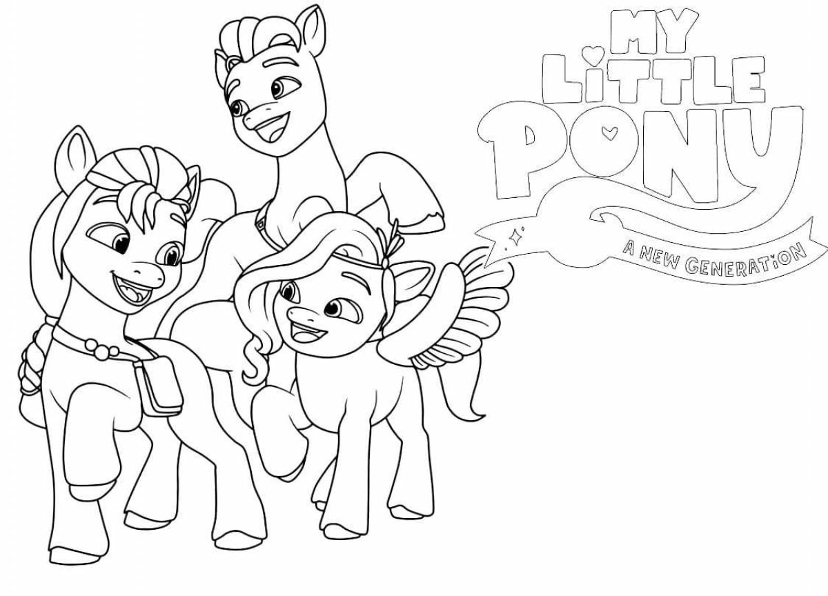 Playful new generation pony coloring page