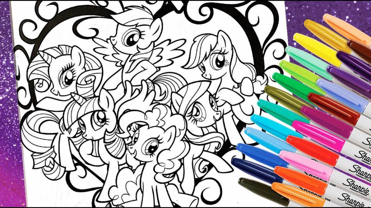 Next generation glowing pony coloring page