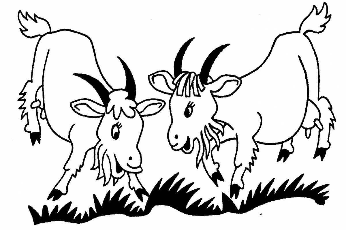 Восхитительная страница раскраски коз для детей