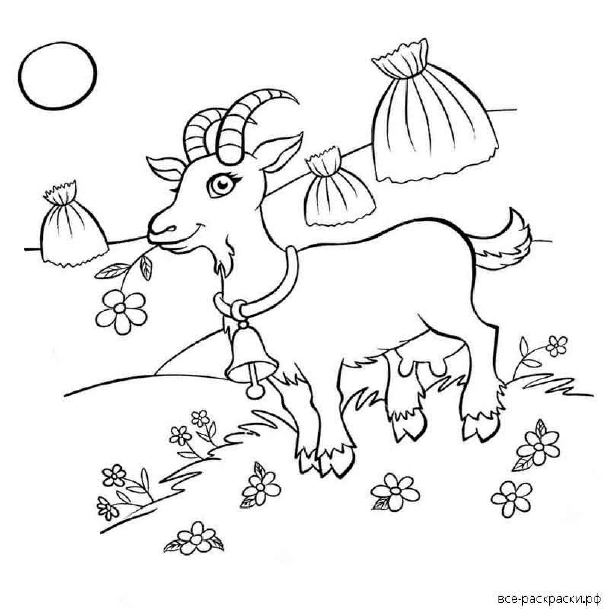 Сказочная страница раскраски коз для детей
