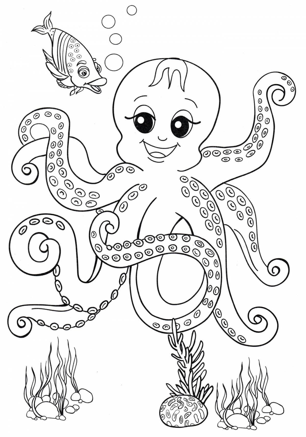 Bright coloring octopus for kids