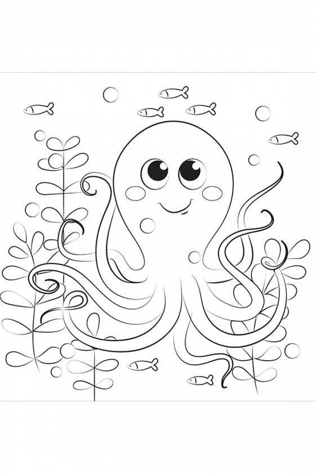 Playful octopus coloring page for kids
