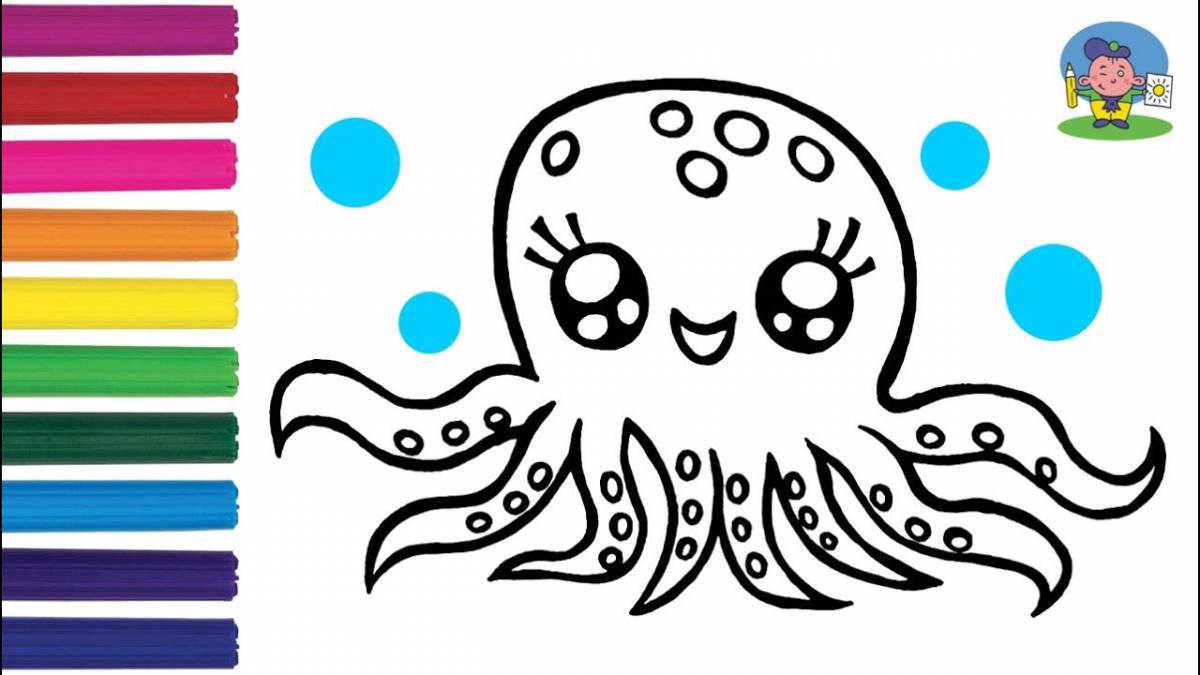 Adorable octopus coloring book for kids