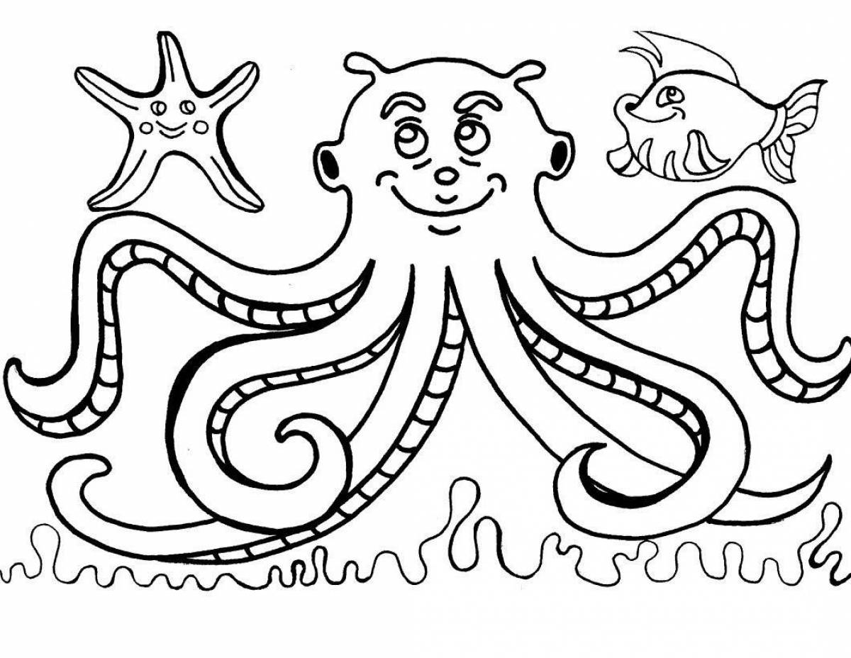 Причудливая раскраска осьминога для детей