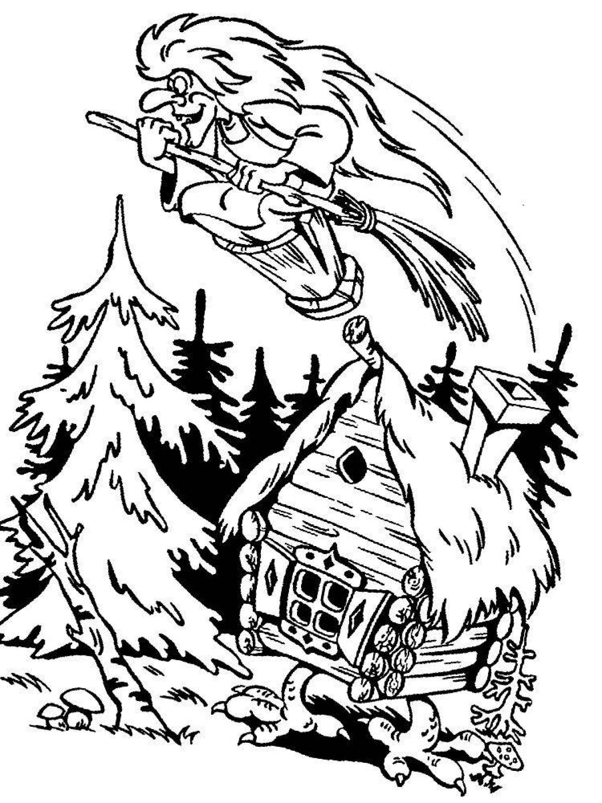 Coloring baba yaga with imagination