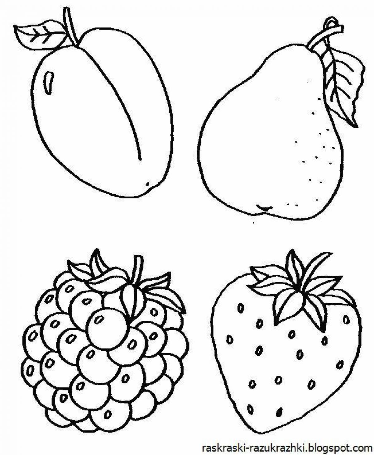 Coloring pages with fruits for children 3-4 years old
