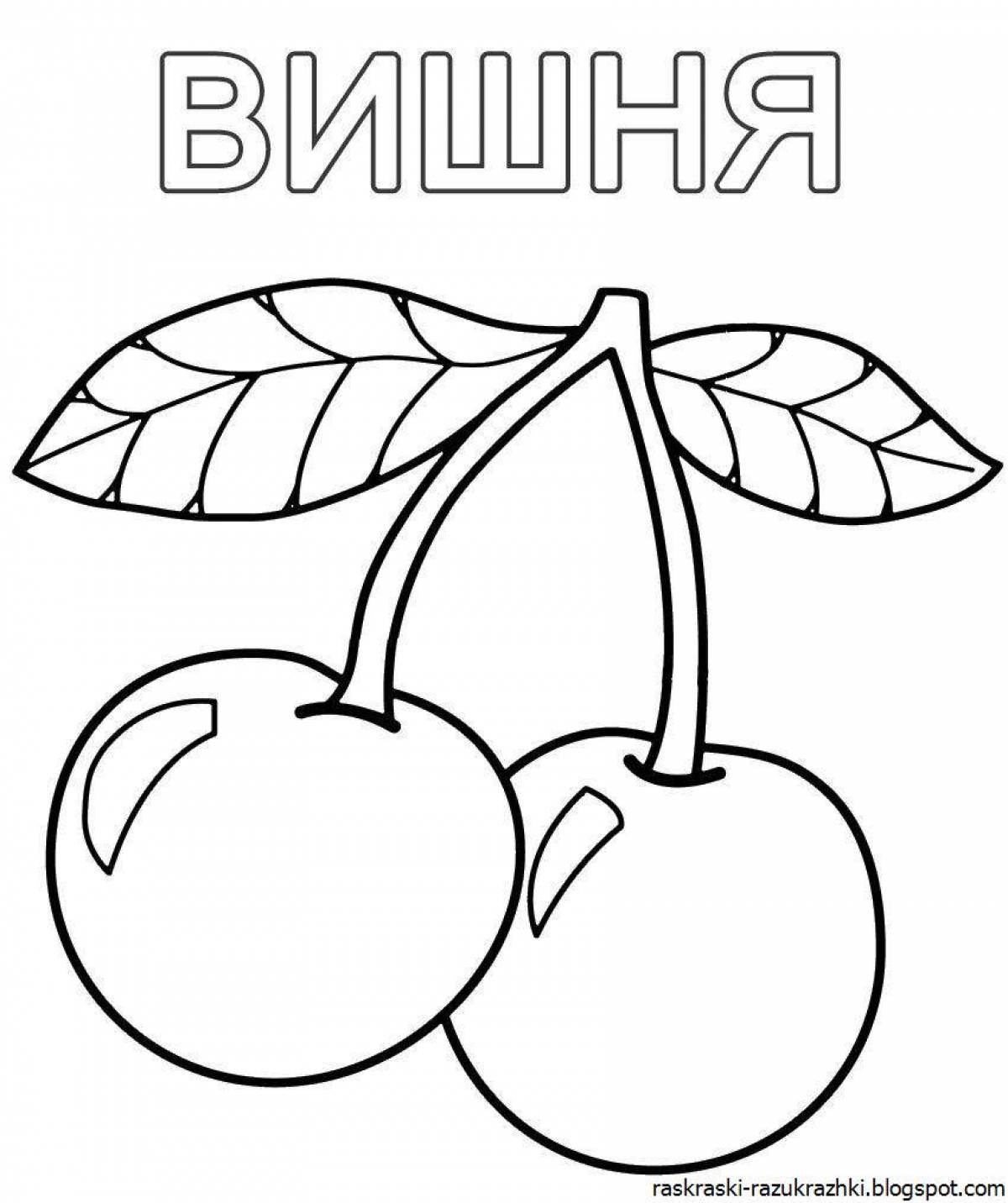 Colored fruit coloring pages for children 3-4 years old