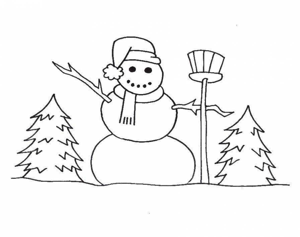 Зимний рисунок для детей карандашом