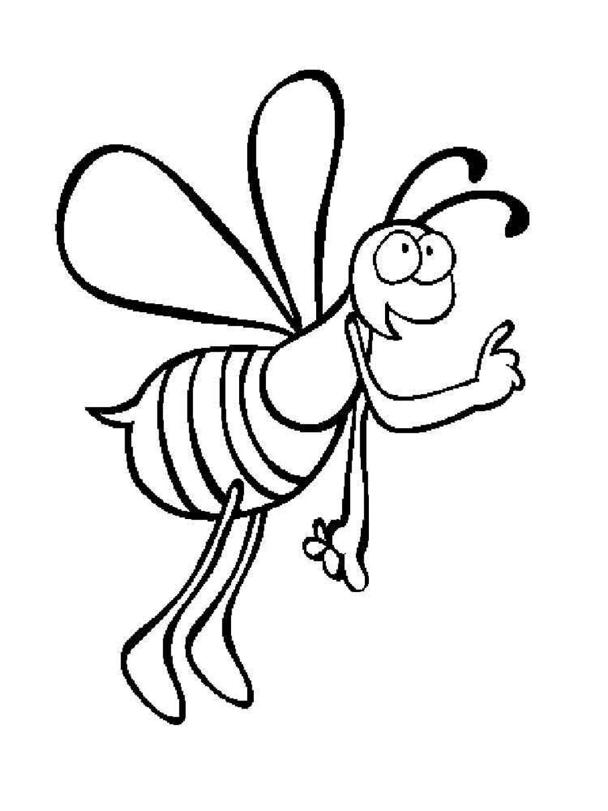 Adorable wasp coloring page