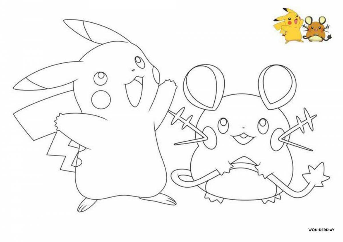 Playful pikachu coloring page