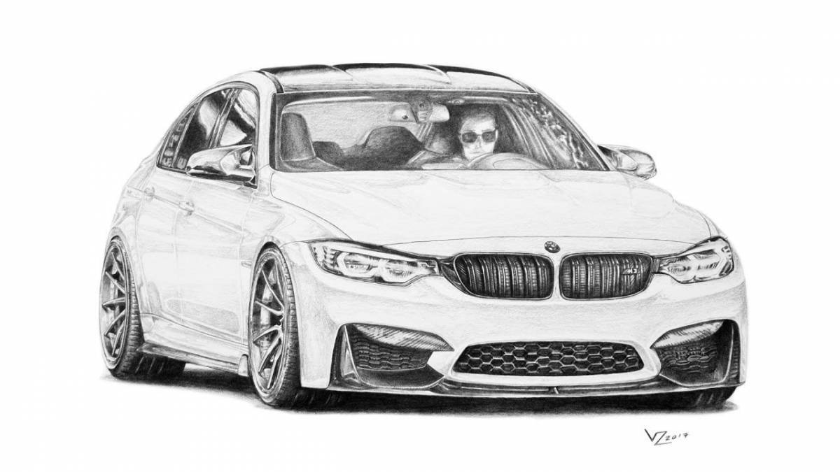 Brightly colored bmw m4 coloring page