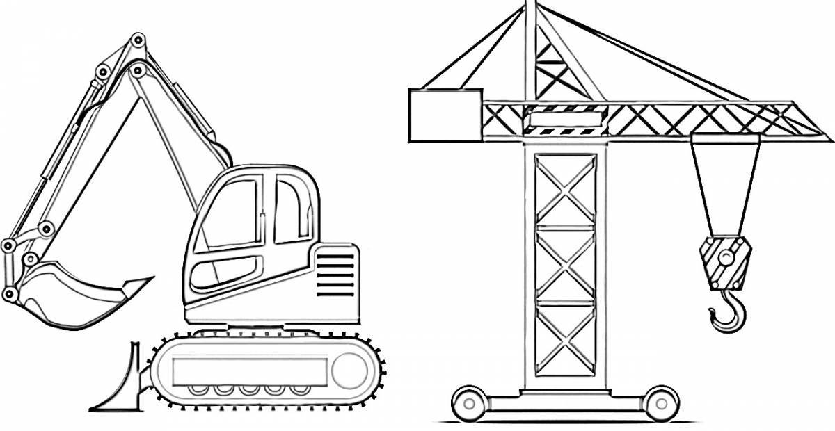 Coloring playful construction vehicles