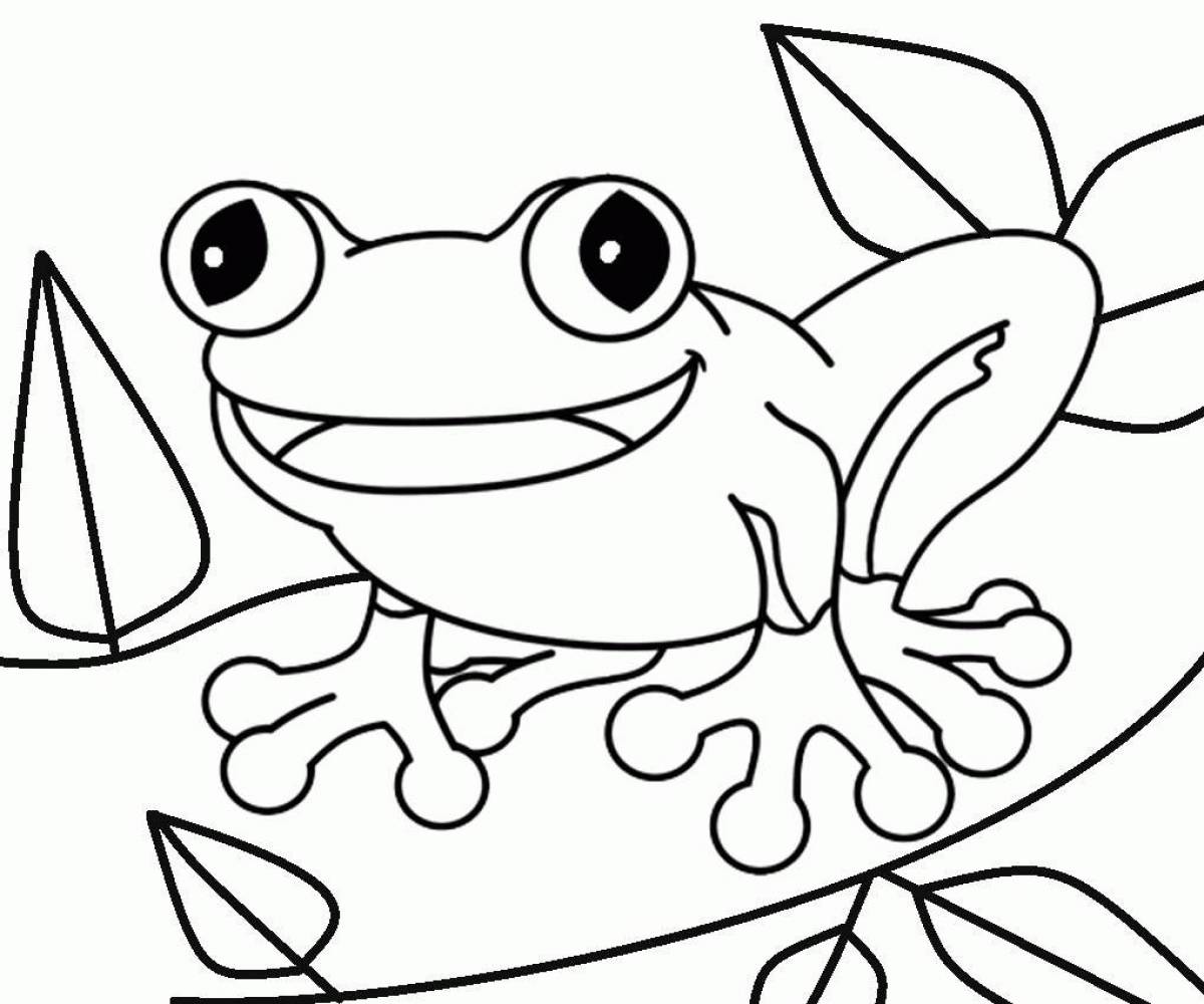 Симпатичная раскраска лягушка
