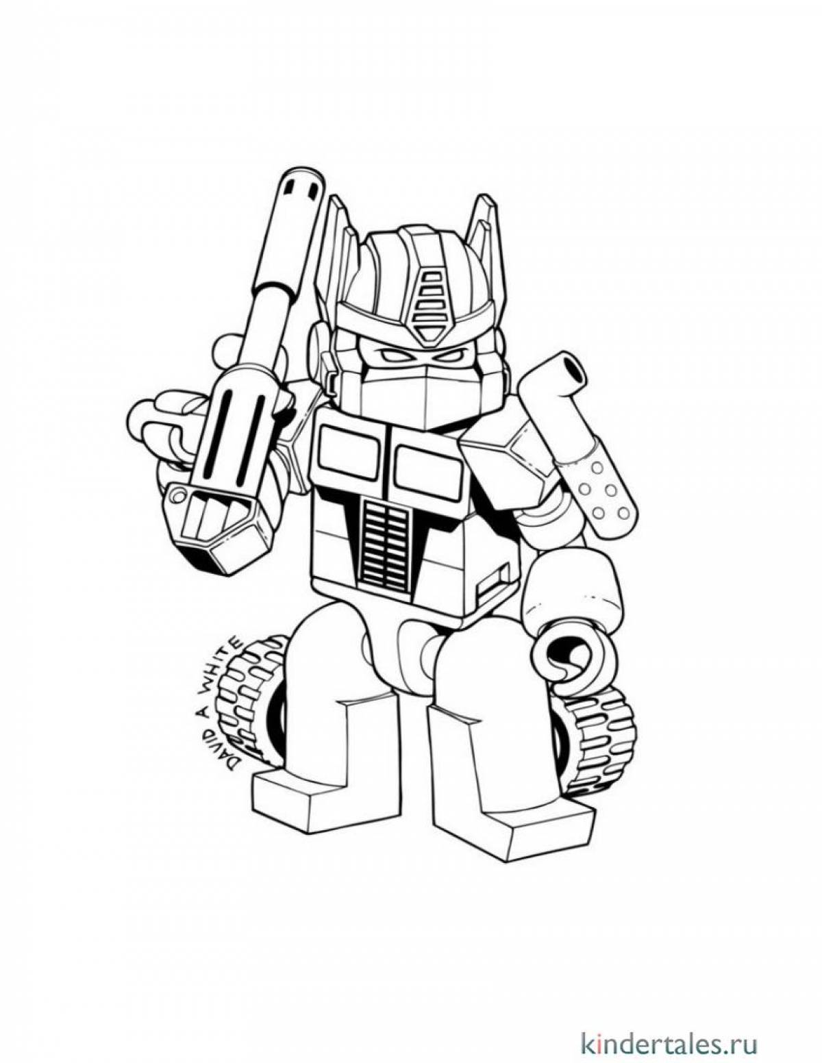 Glitter Transforming Robot Coloring Page