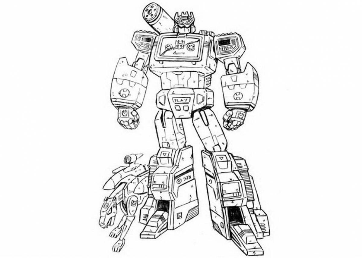 Intricate robot transform coloring page