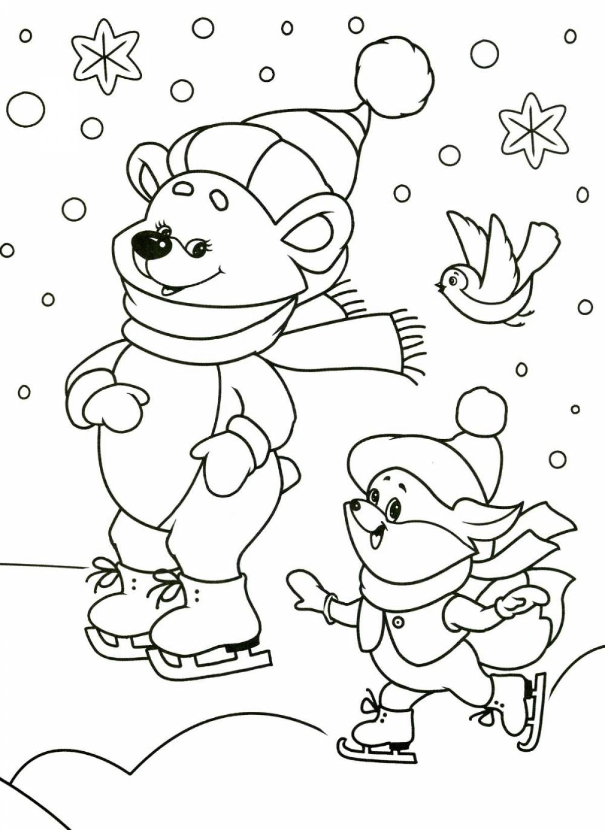 Fun winter coloring for kids