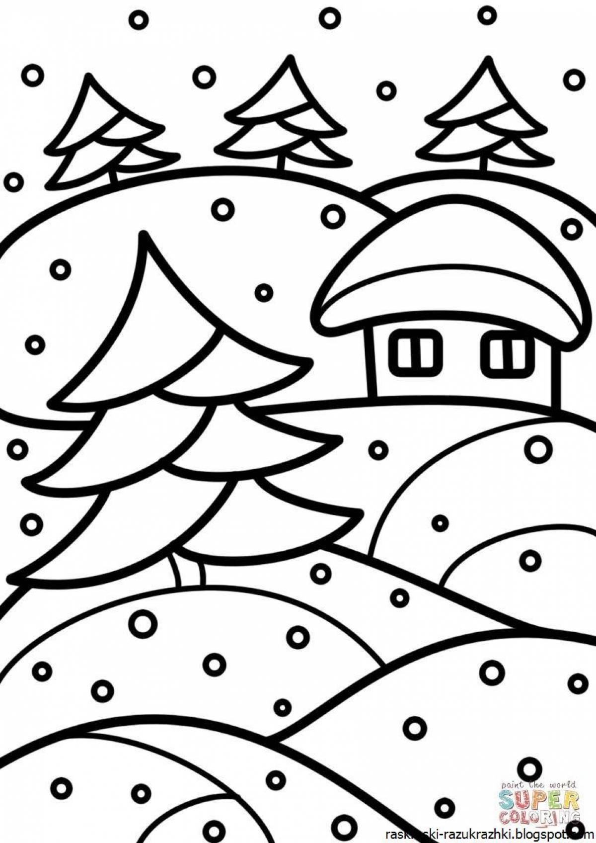 Exciting winter coloring book for kids