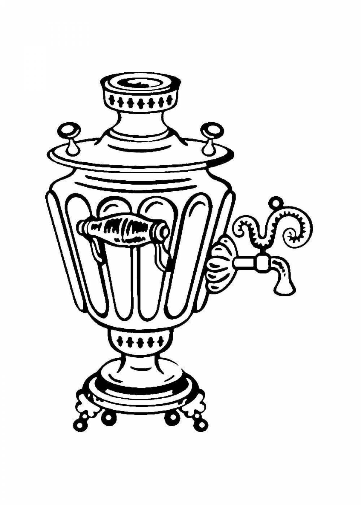 Cute samovar coloring pages for kids