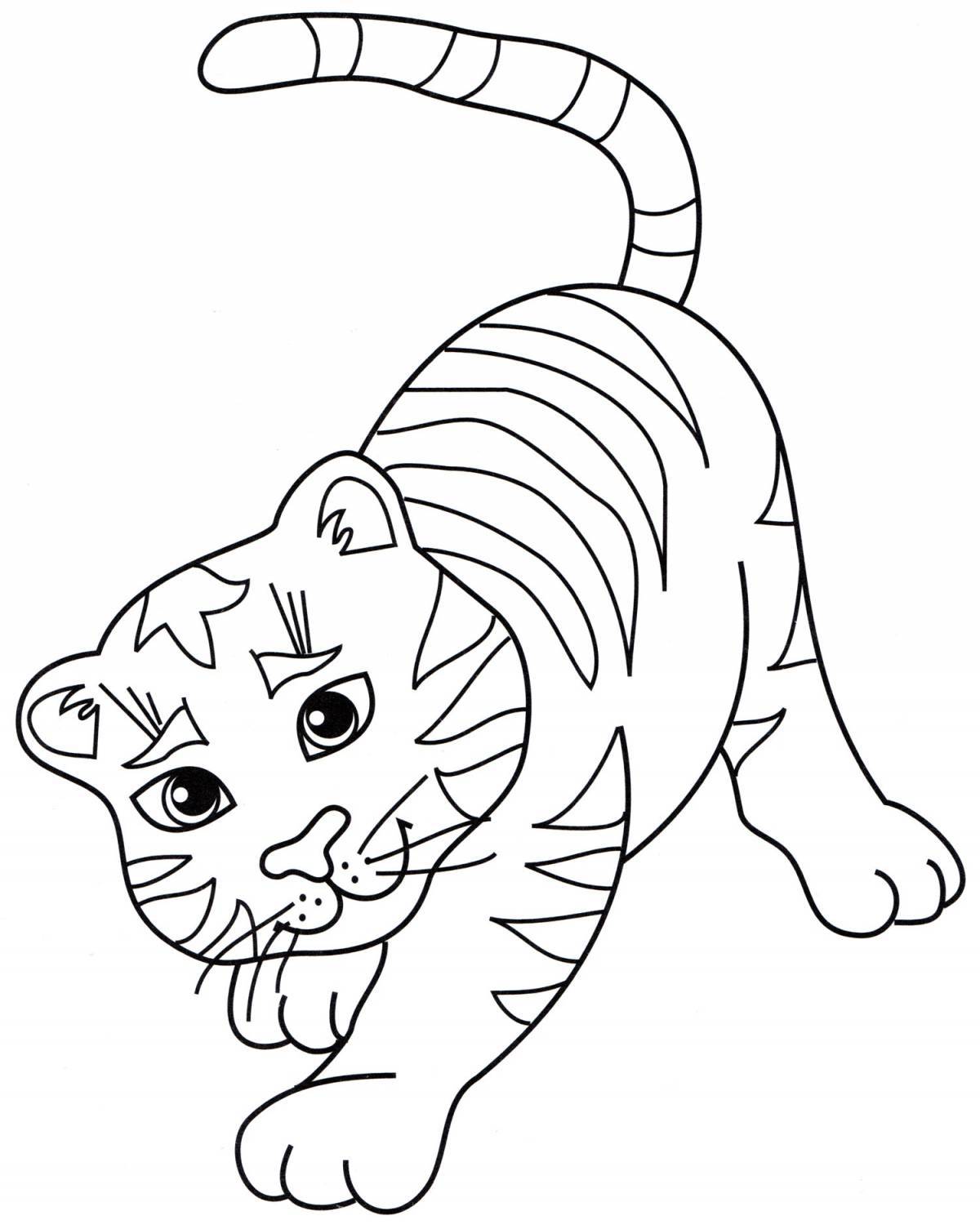 Раскраска игривый тигренок