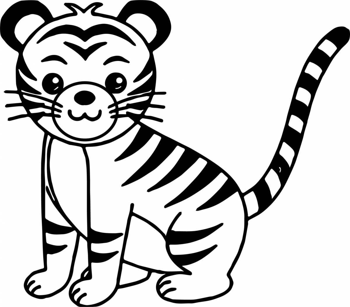 Coloring book wild tiger cub