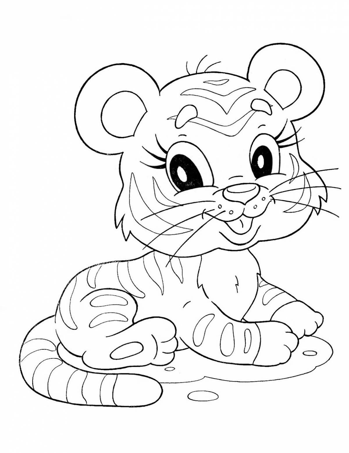 Coloring book charming tiger cub