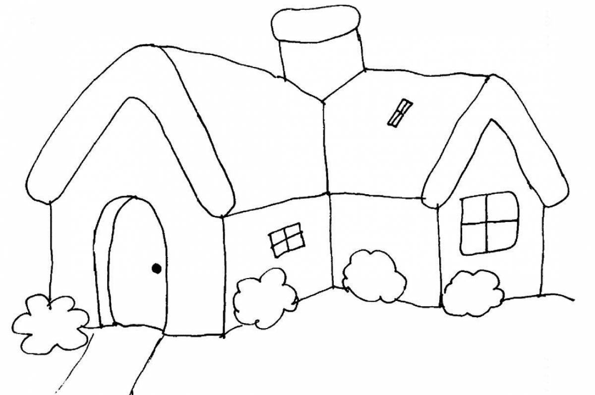 Colourful house coloring book for children 3-4 years old