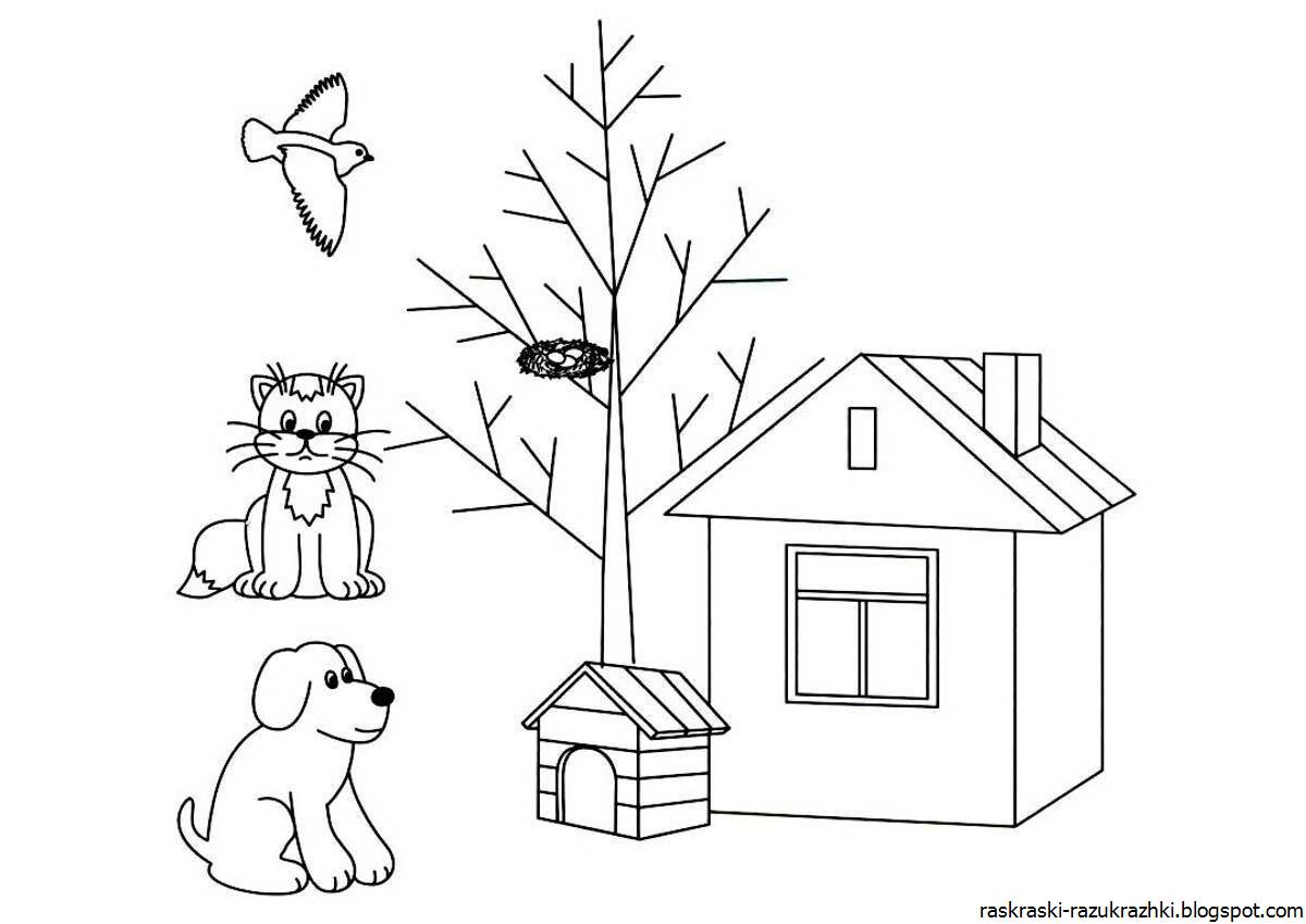 Painted house coloring book for 3-4 year olds