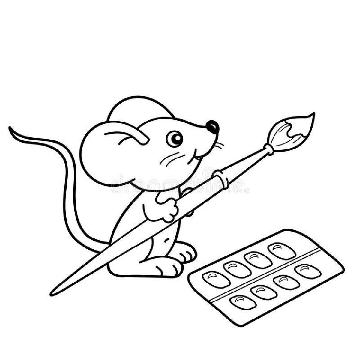 Colorful computer mouse coloring page