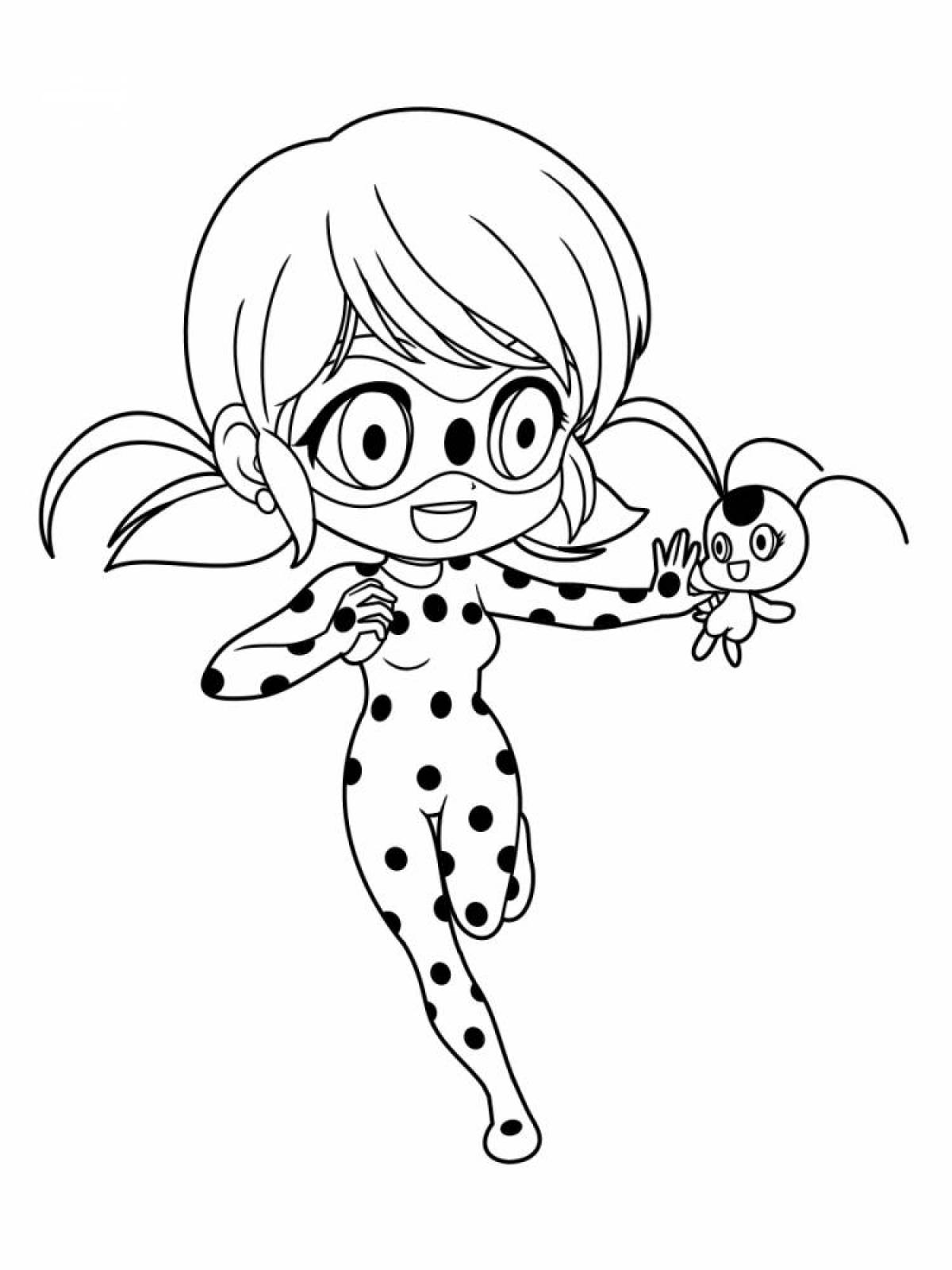 Adorable ladybug and super cat coloring pages for kids