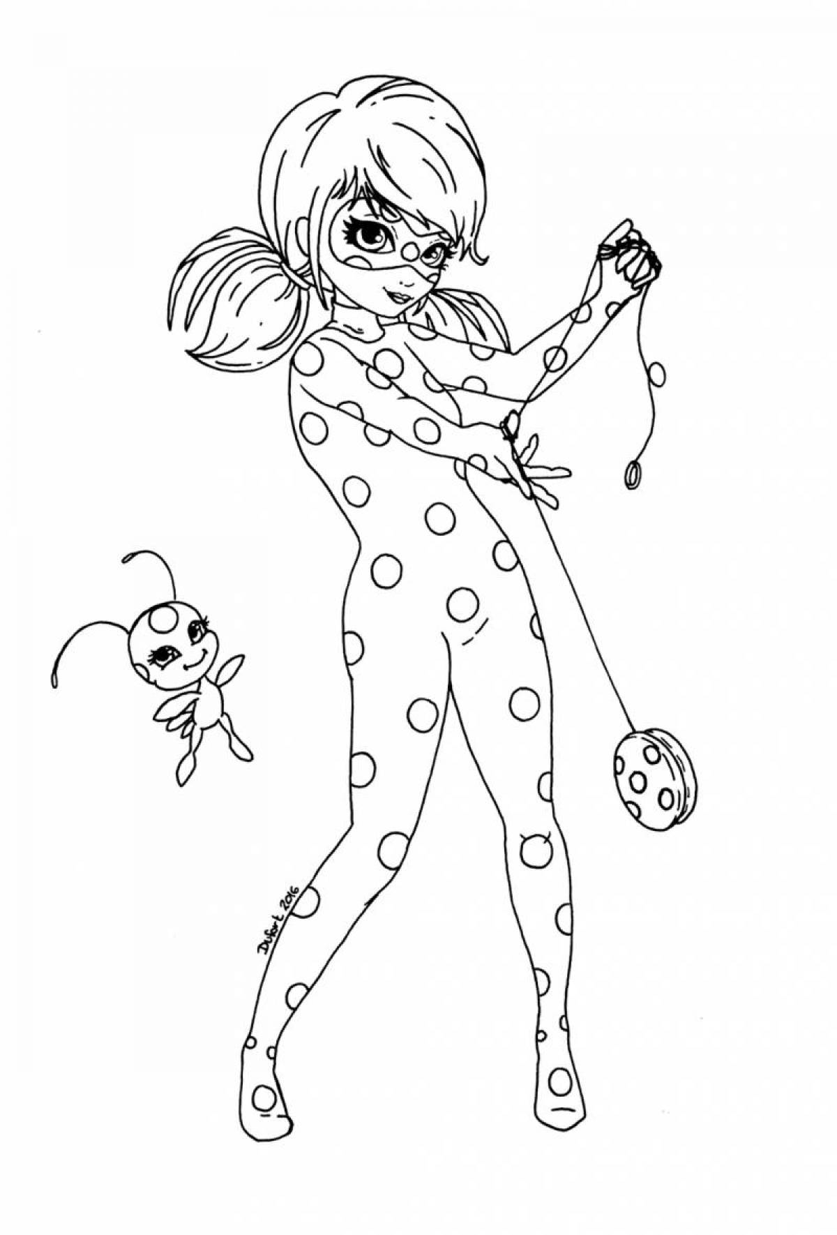 Live ladybug and super cat coloring pages for kids