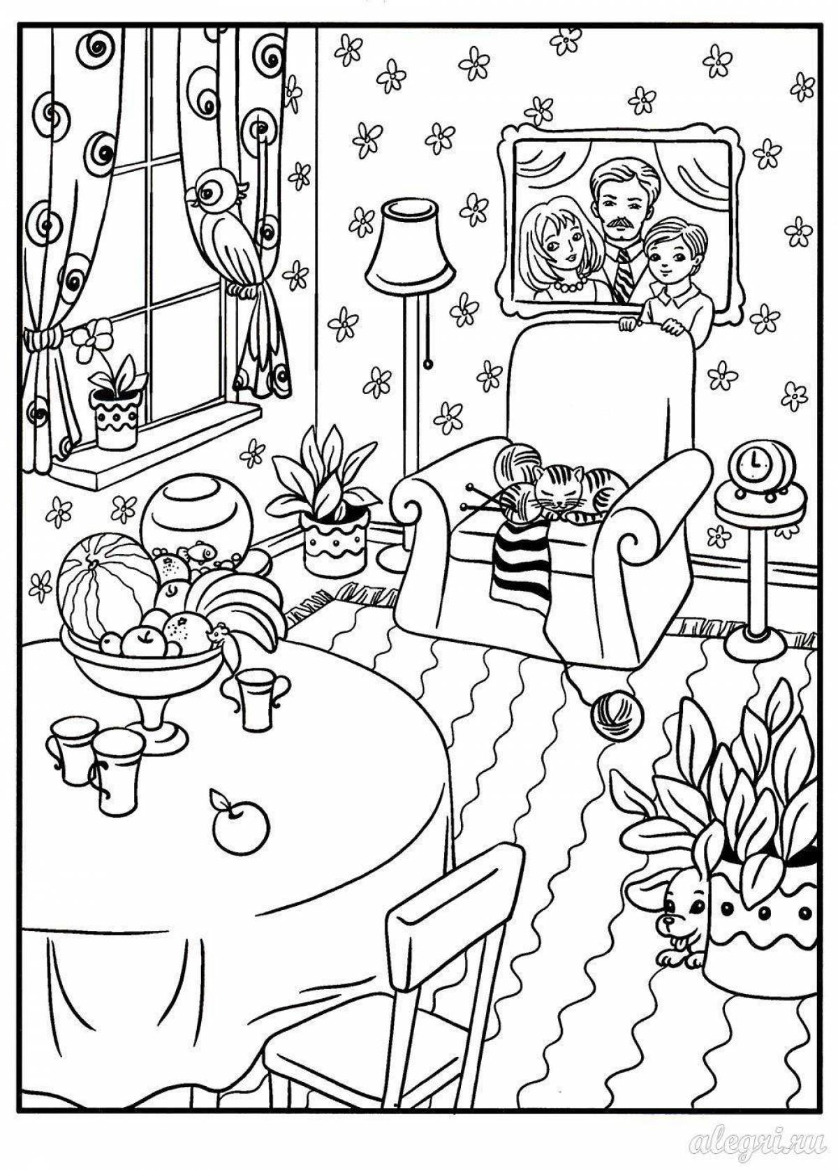 Bright coloring page where