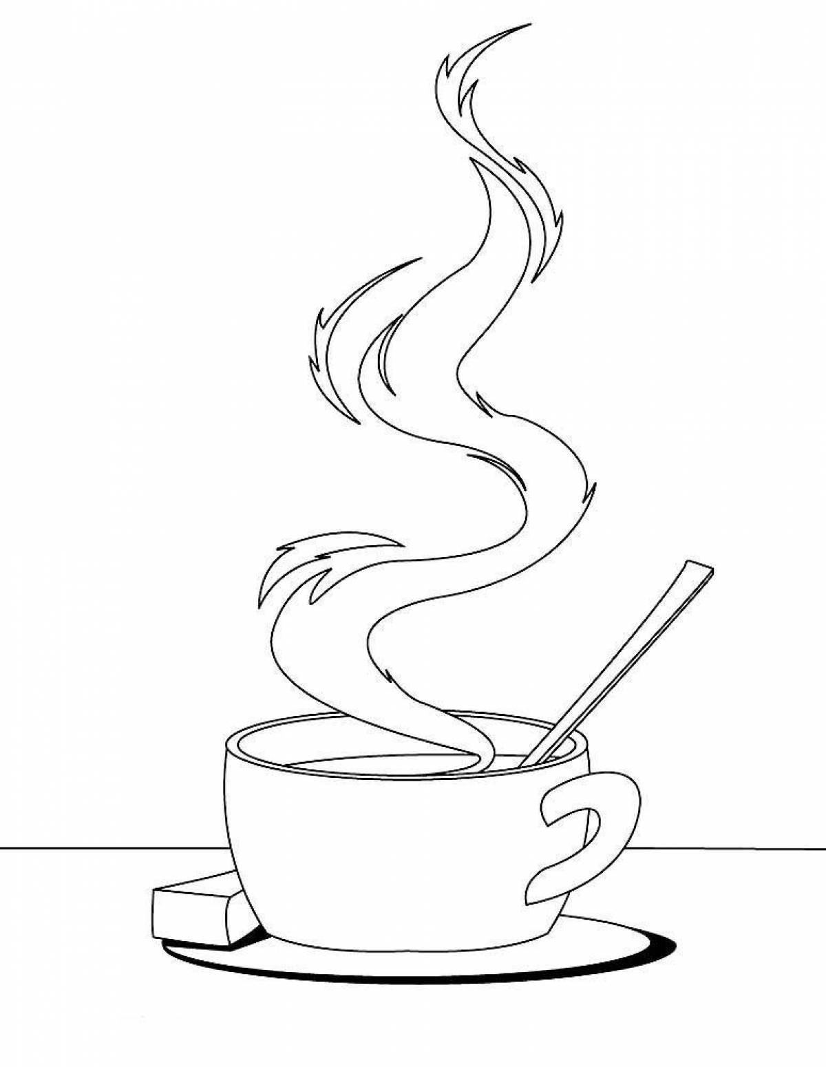Joyful tea coloring page