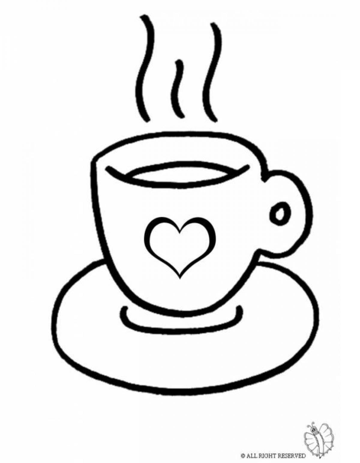 Serene tea coloring page