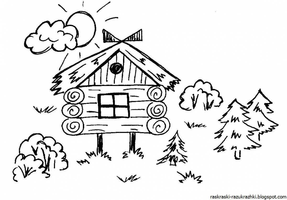 Colourful hut coloring page