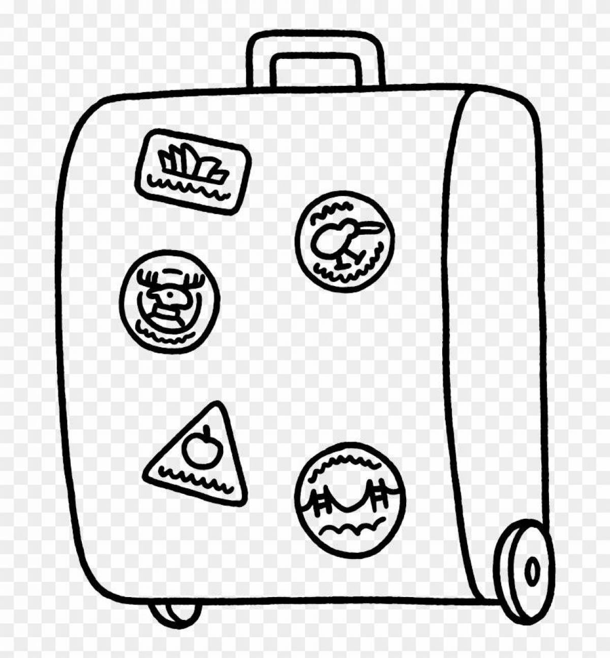 Colorful suitcase coloring page