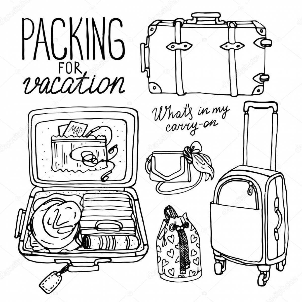 Coloring book stylish suitcase