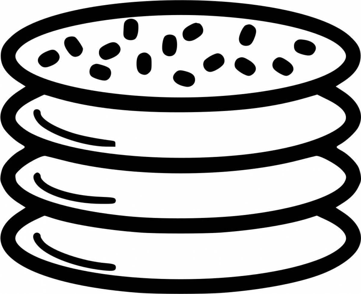 Coloring page stacked pancakes