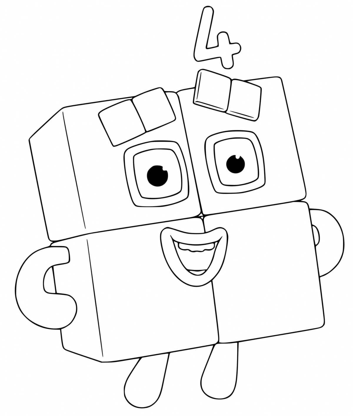 Happy number blocks coloring page
