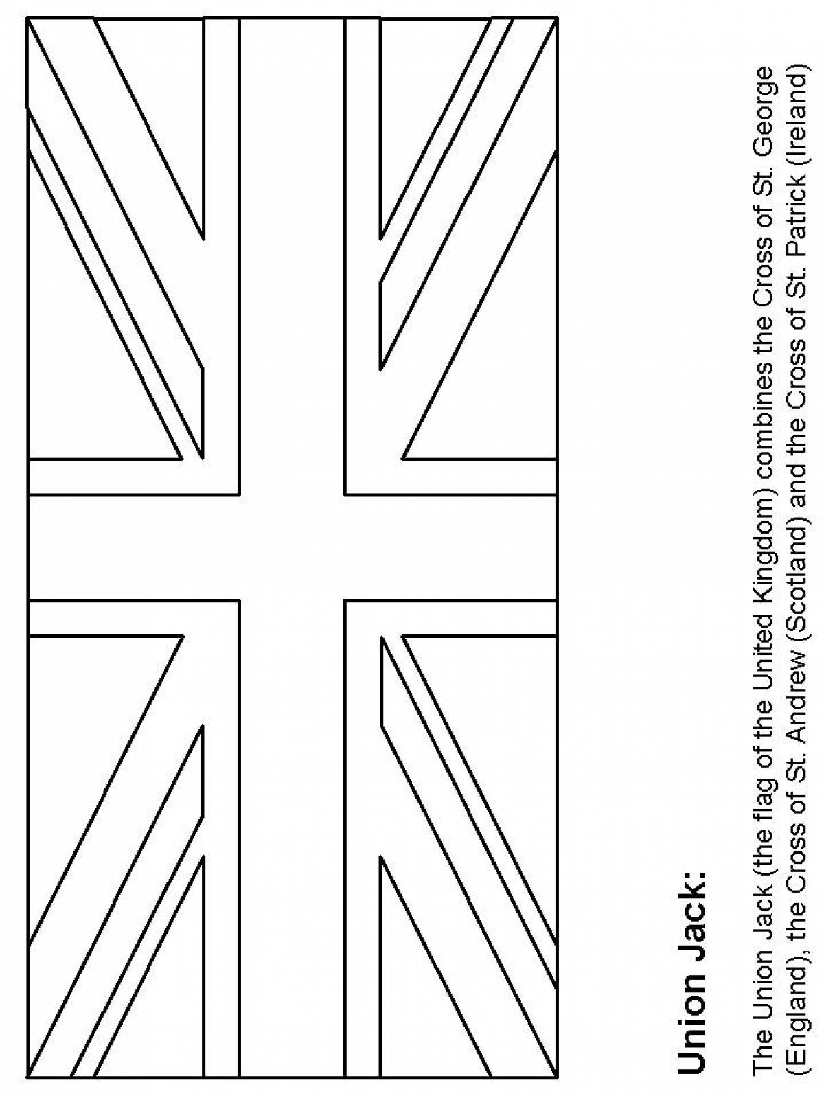 Glittering UK flag coloring page