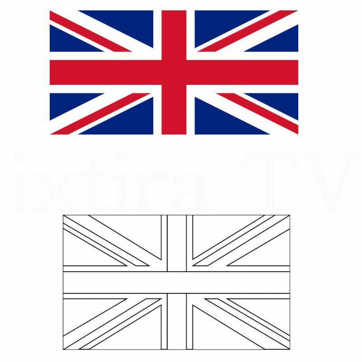 Раскраска сияющий флаг великобритании