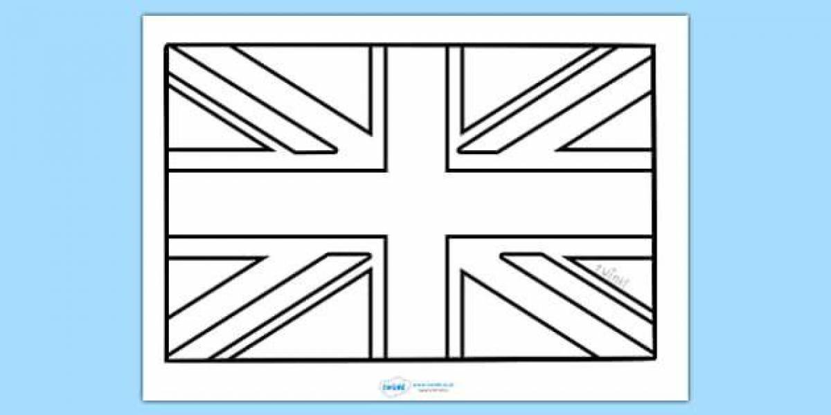 Glowing UK flag coloring page