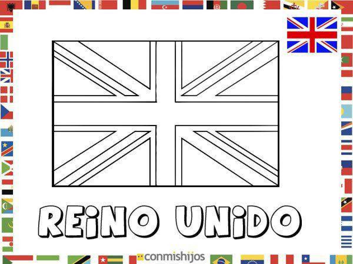 Rampant UK flag coloring page