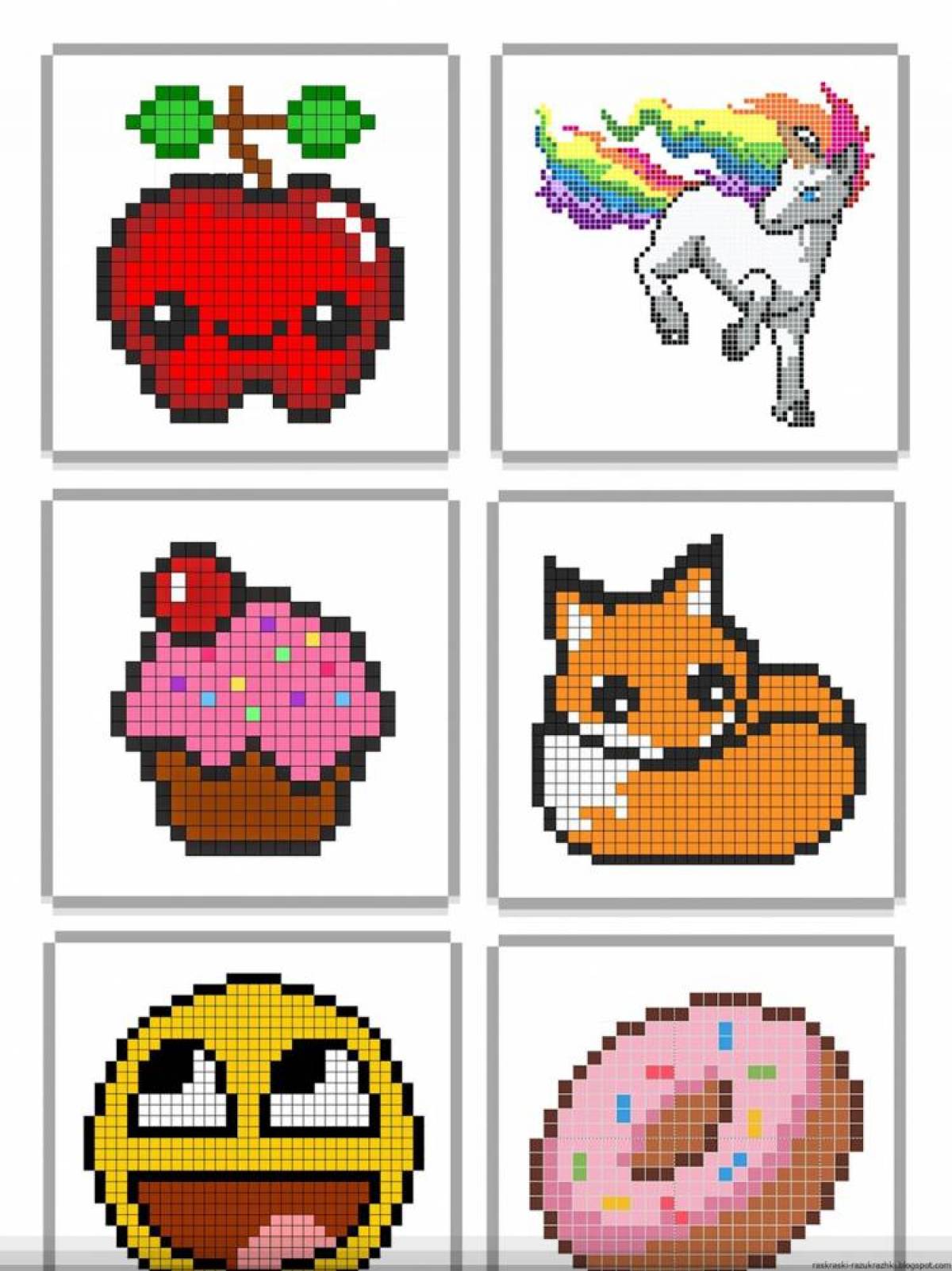 Funny pixel coloring pages