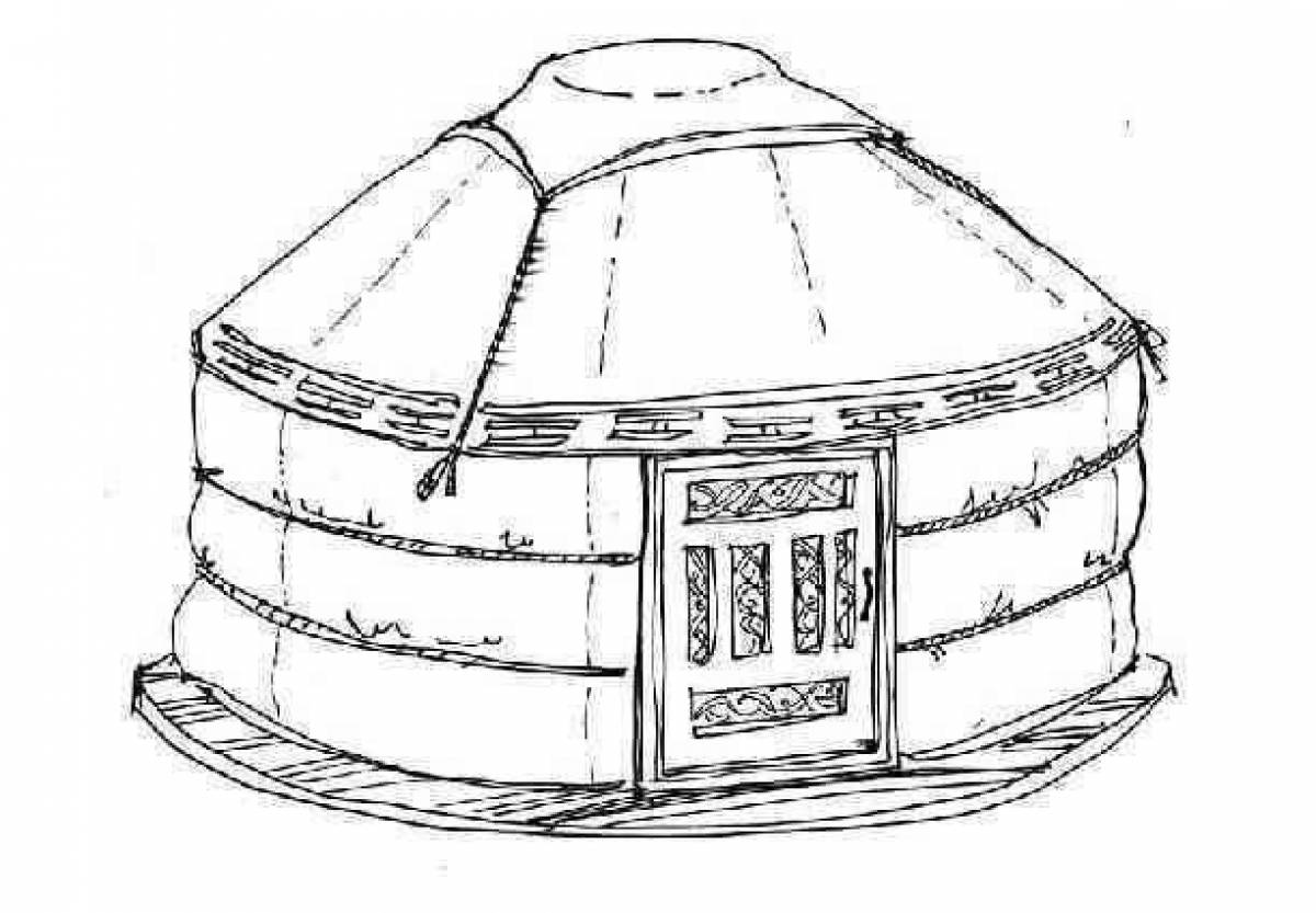 Colorful yurt coloring book for kids