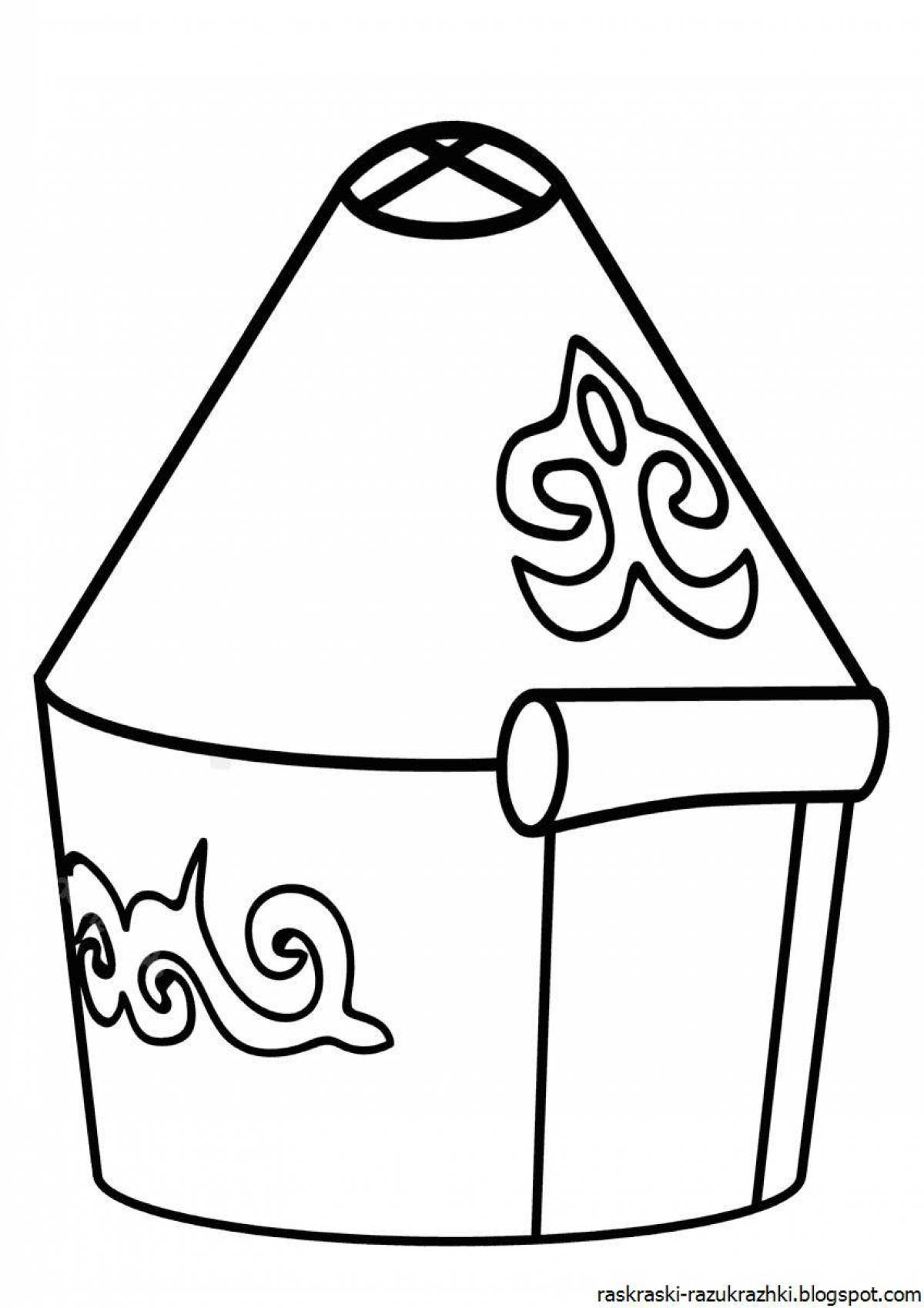 Coloring page adorable yurt for kids